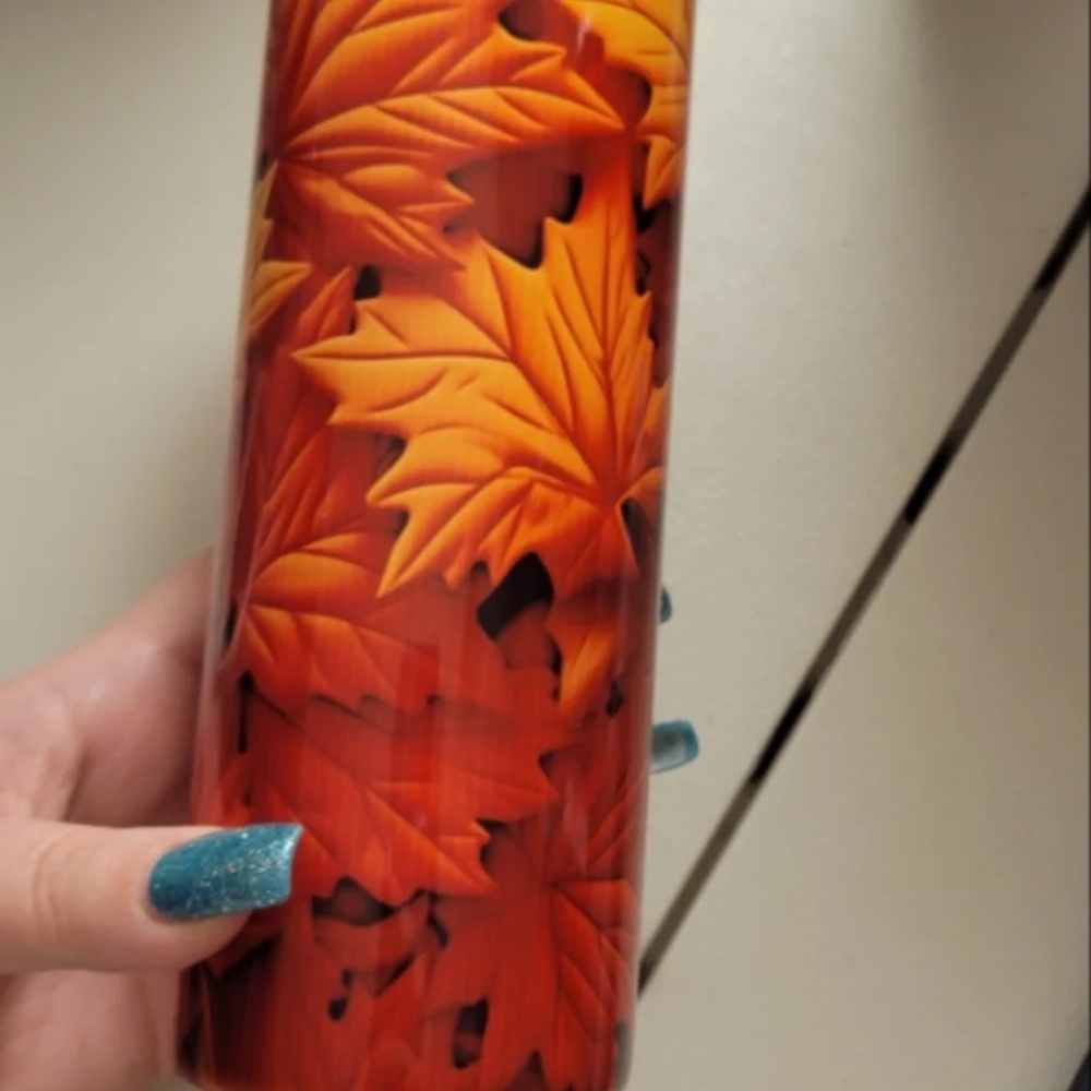 Fall 20 oz Tumbler with Lid and Straw - NEW IN BOX